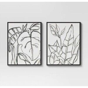 Project 62 Botanical Sketch Duo Minimalist Canvas 24"x30" Wall Art White/Black